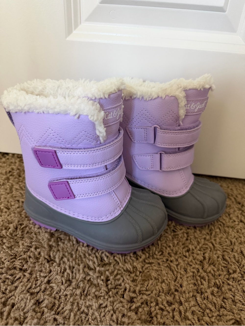Cat & Jack Lilac and Gray Insulated Kids Winter Boots